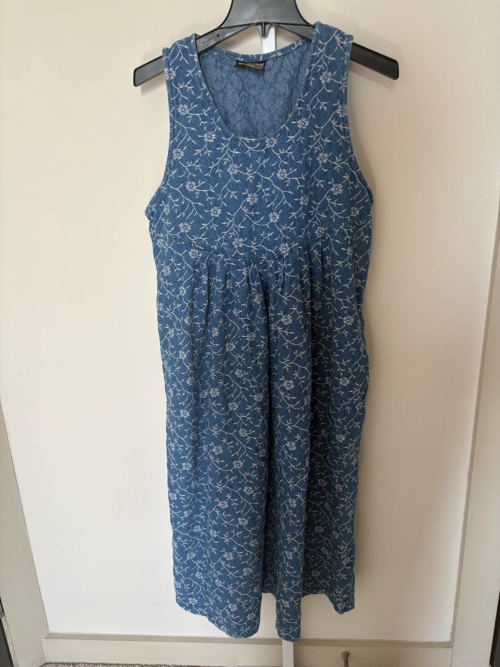 Vintage Blue Floral Midi Dress